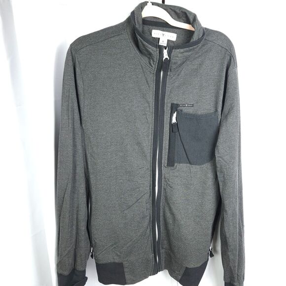 NWOT Five Four Club Mens XL Gray Full Zip Mock Neck Sweater Cotton Polyester - Picture 1 of 7